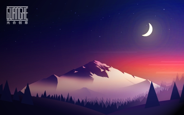 夜晚山林