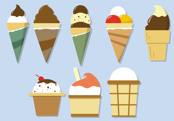 卡通彩色冰淇淋甜筒元素
