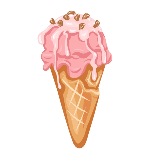 粉色带红豆的冰淇淋