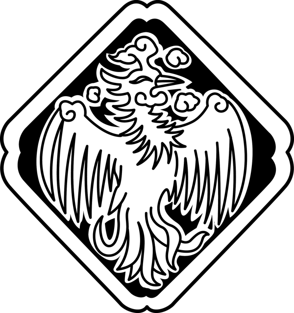 印花矢量圖動(dòng)物鳳凰色彩黑白色免費(fèi)素材