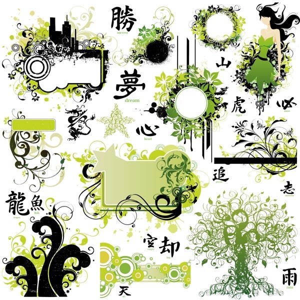 歐美花紋矢量EPS8659