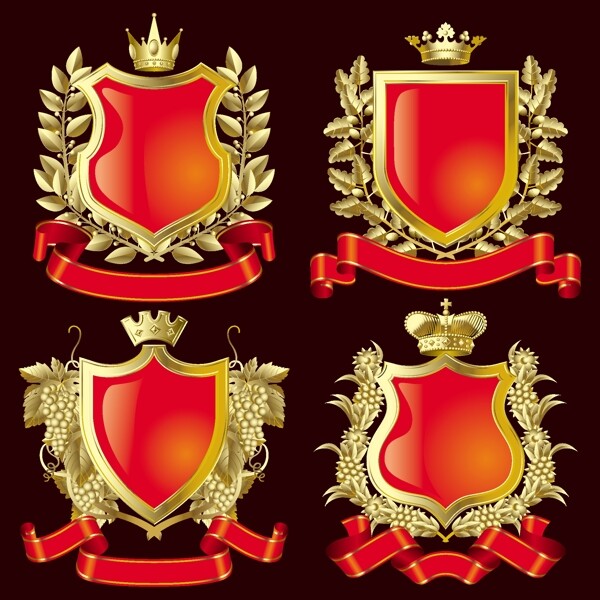 欧式皇冠盾牌矢量素材图片