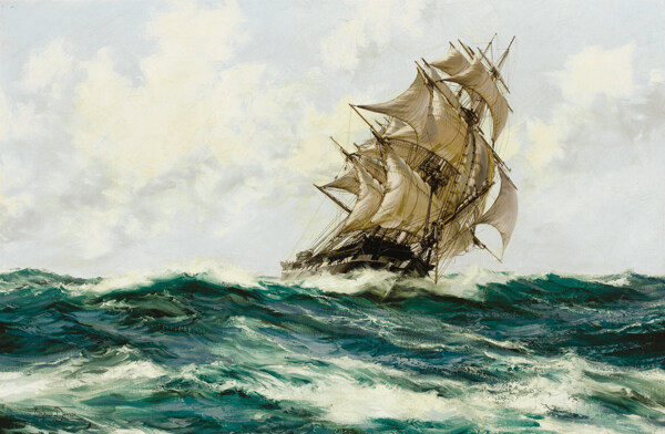 大海油畫圖片