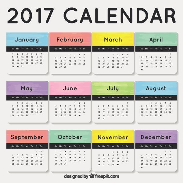 有顏色的月份2017日歷