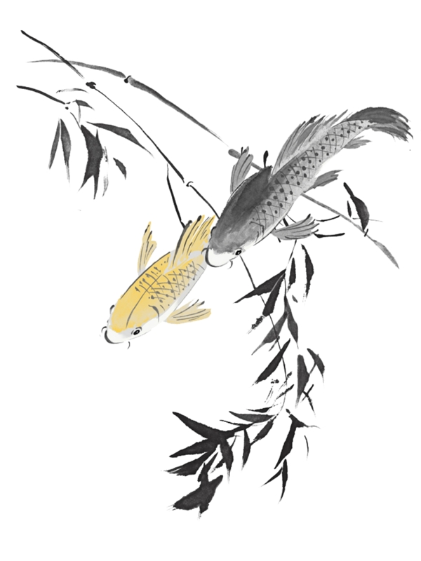 中国国画作品水墨鱼鲤鱼图片