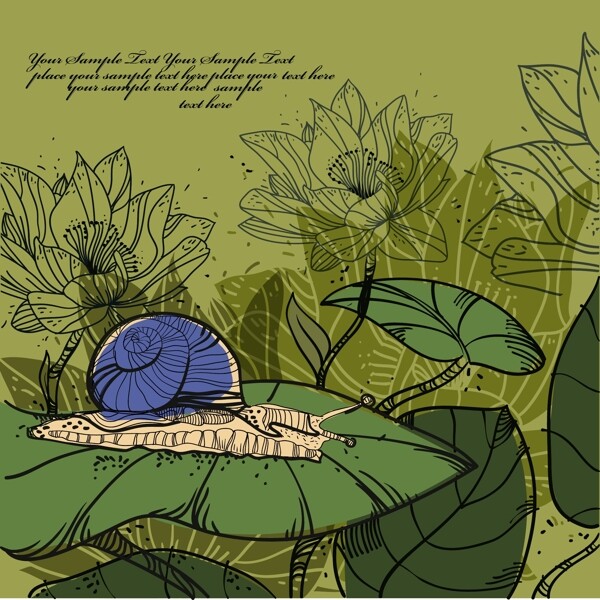 矢量素材手绘线描植物花卉图片