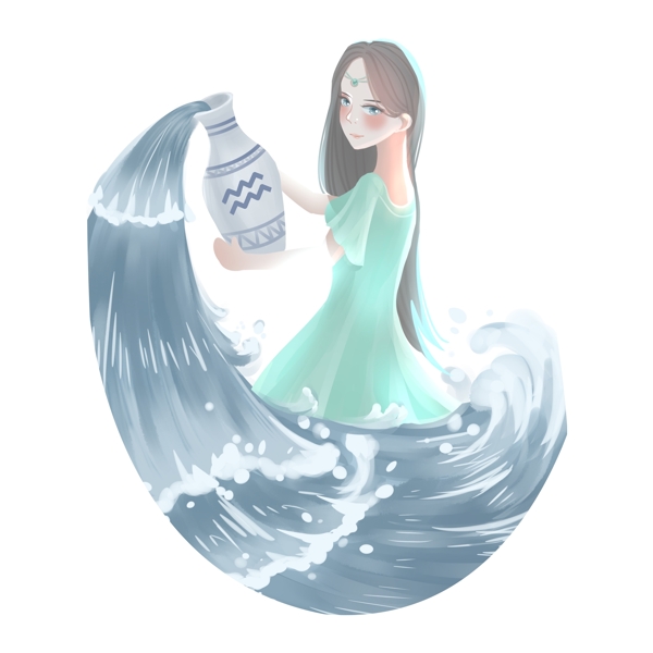 卡通水瓶女孩免摳素材