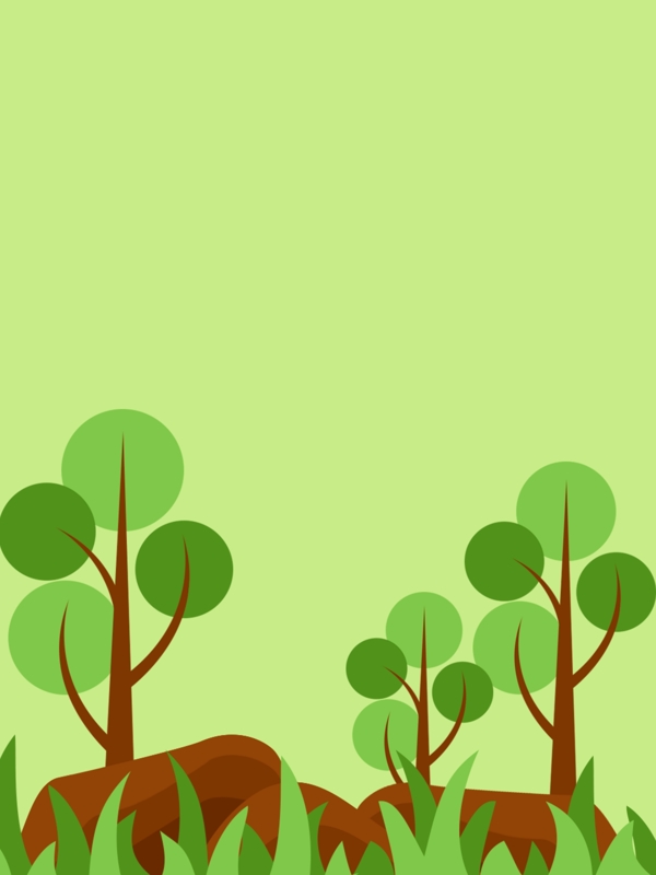 绿色创意大树草丛石头春季背景设计