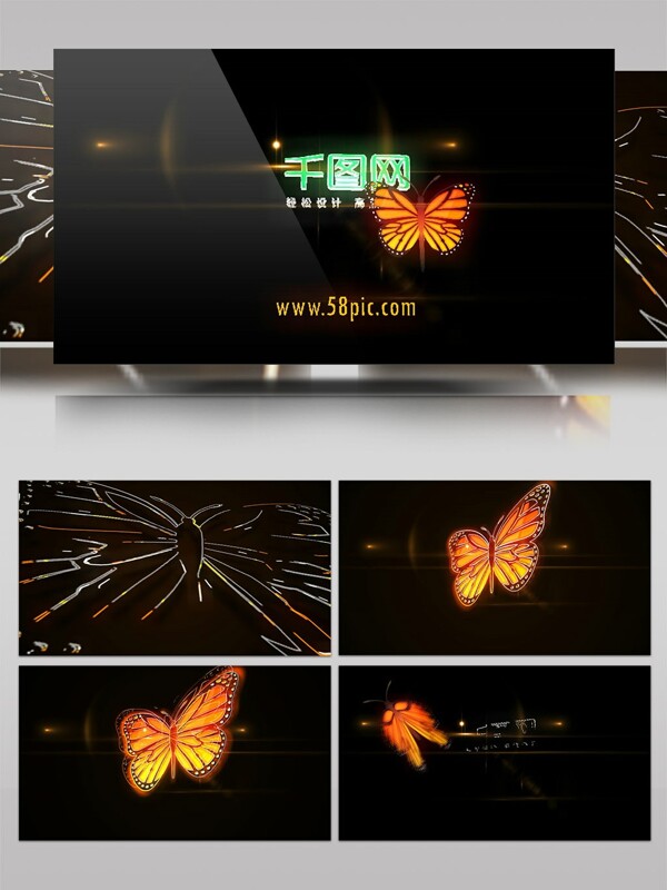 AE模板浪漫金色蝴蝶标志展示视频素材