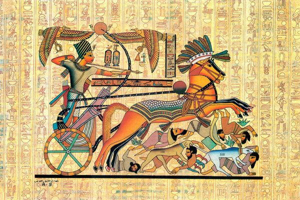 埃及木马壁画图片