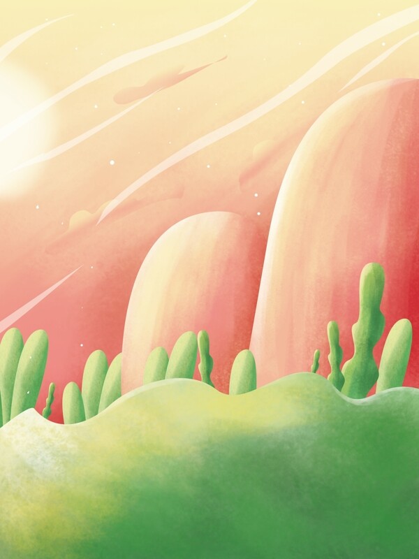 大气简约春天景色插画背景