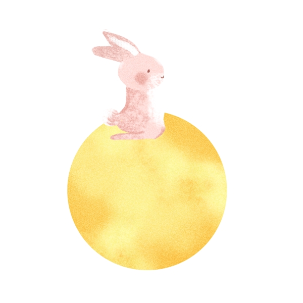七夕月兔月亮插画可商用元素