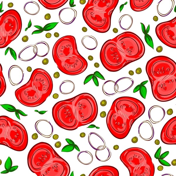 西红柿可爱涂鸦平铺背景图