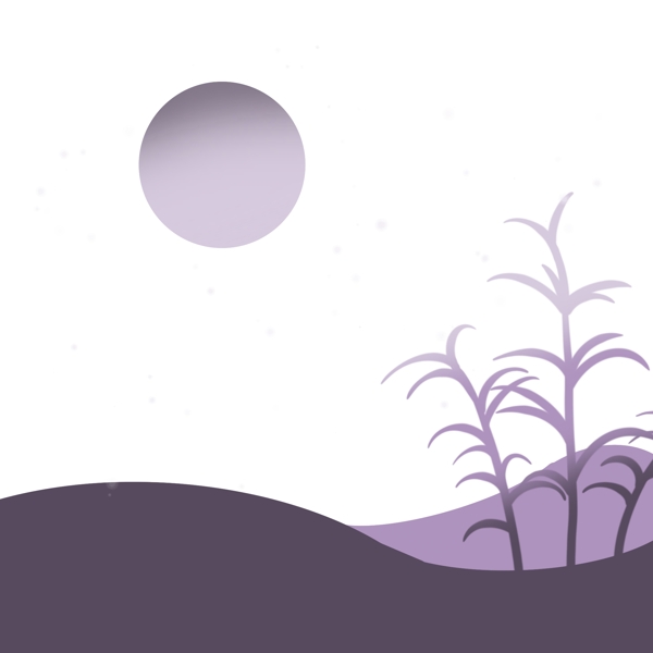 紫色月夜植物小清新素材