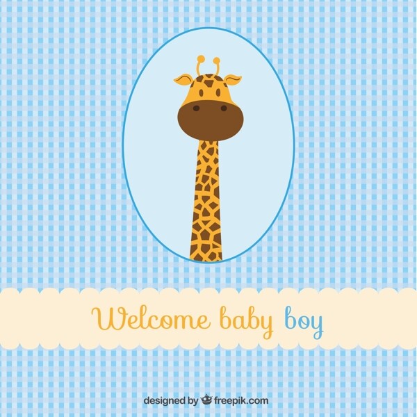 可爱长颈鹿迎婴卡片矢量图图片