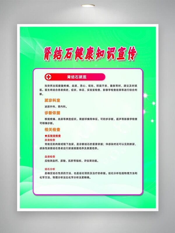 肾结石就医检查知识宣传海报
