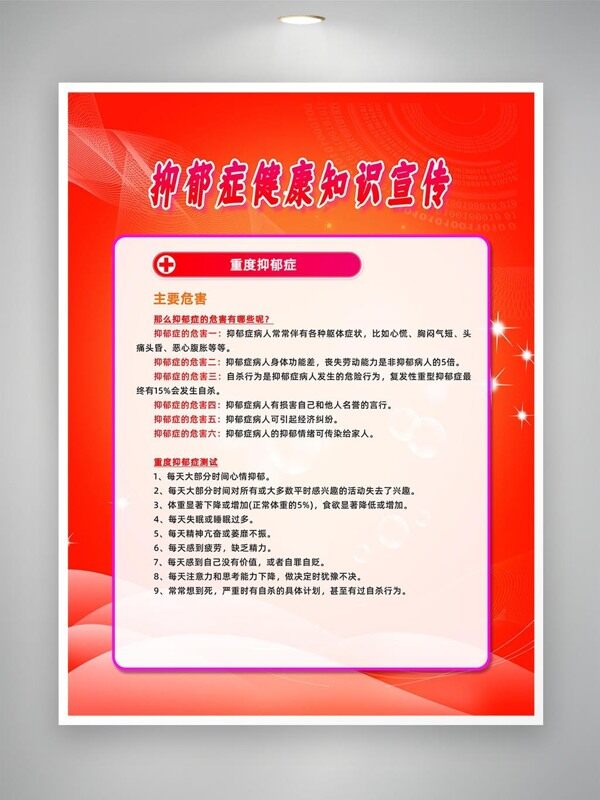 重度抑郁症心理危害宣传海报