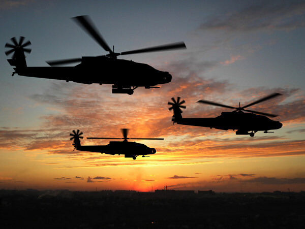 夕阳下的军事飞行机图片