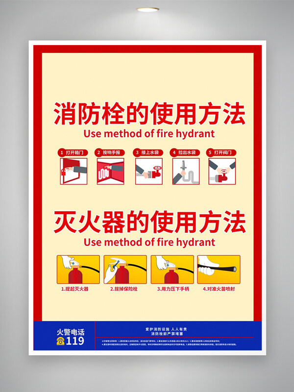 消防栓滅火器使用方法宣傳海報(bào)