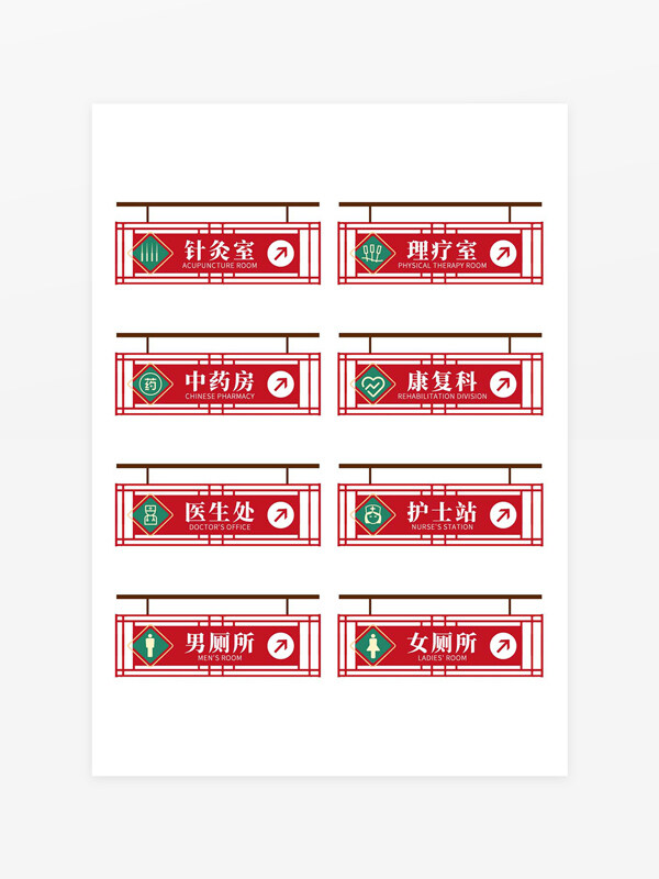 紅色異型創(chuàng)意中醫(yī)科室門牌導視牌