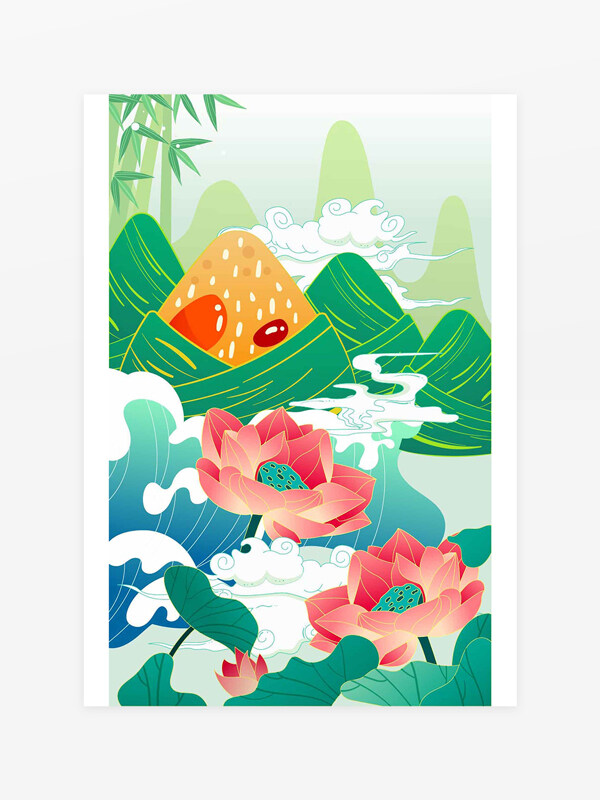 端午安康端午節(jié)粽子賀圖節(jié)日插畫