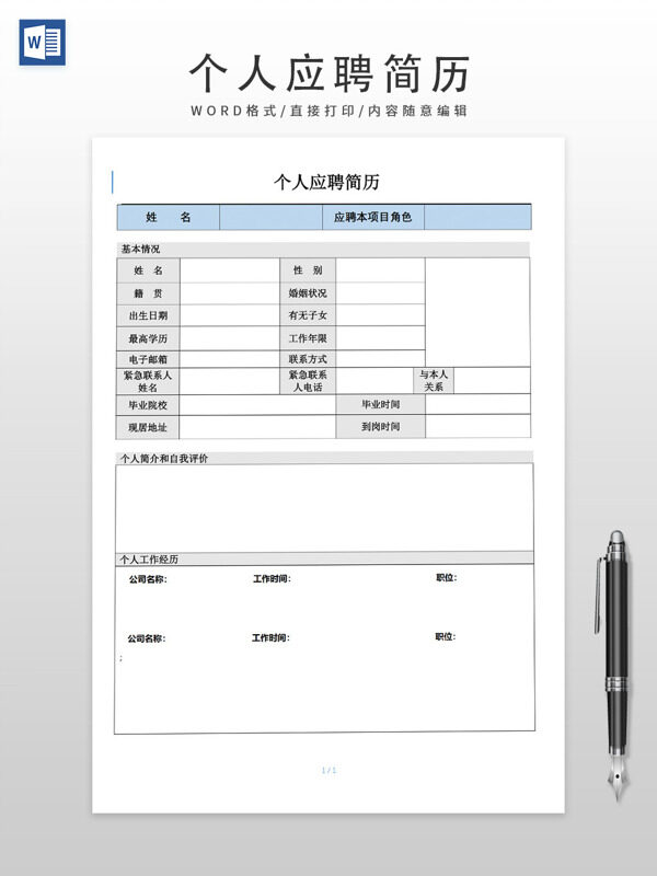 個人應(yīng)聘簡歷