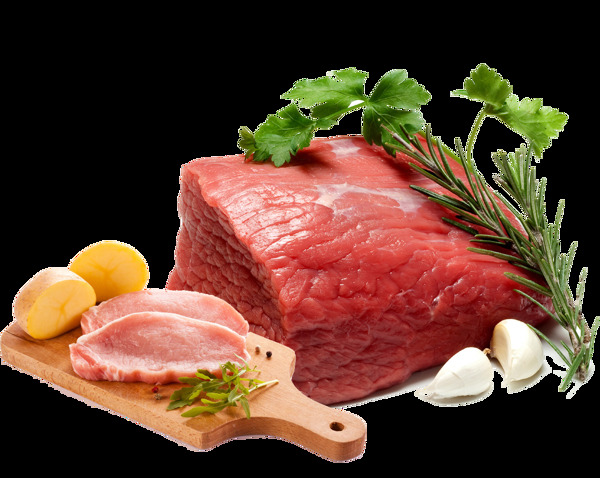 案板上的土豆肉片新鮮牛肉與香料