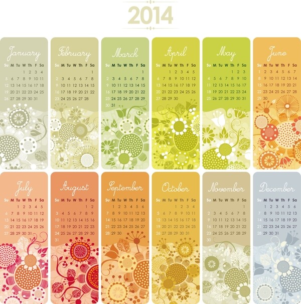 夢幻花紋2014日歷圖片