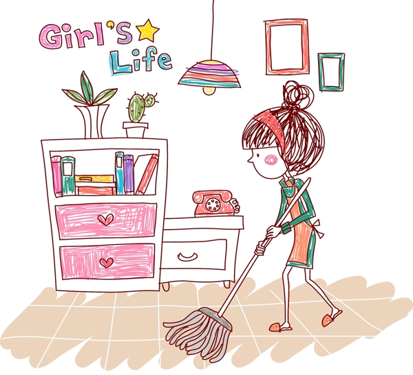 打掃衛(wèi)生的女孩圖片