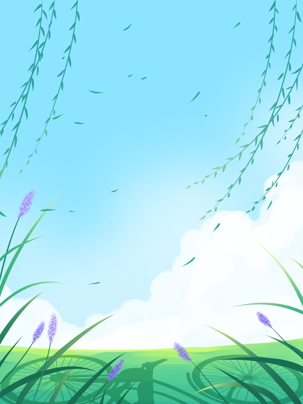 清新立春節(jié)氣柳條花叢背景設計