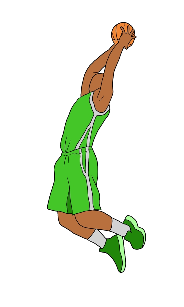 篮球运动投球插画