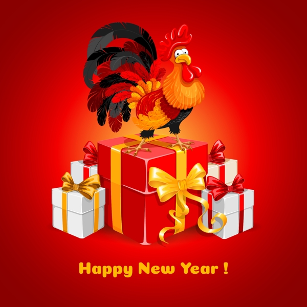 雞年圣誕節(jié)新年矢量素材