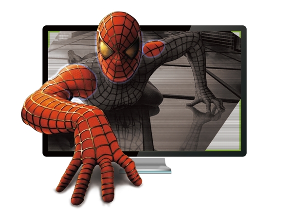蜘蛛侠爬出电视屏幕DM专用素材