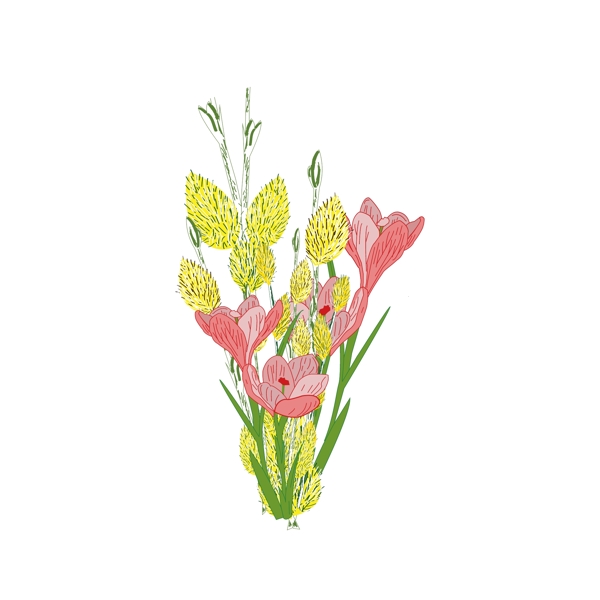 手绘风卡通写实花卉