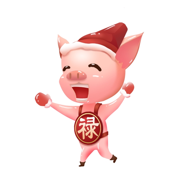 2019猪年新年手绘3D风卡通祝福猪