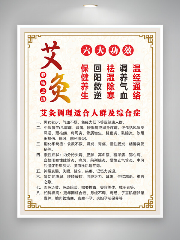 艾灸理療養(yǎng)生之道傳統(tǒng)中醫(yī)調(diào)理海報(bào)