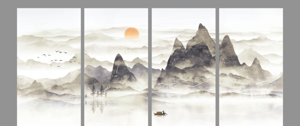 新中式山水掛屏