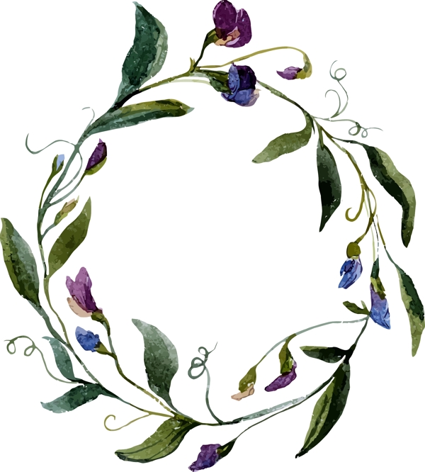 歐式水彩花環(huán)和蒙版矢量
