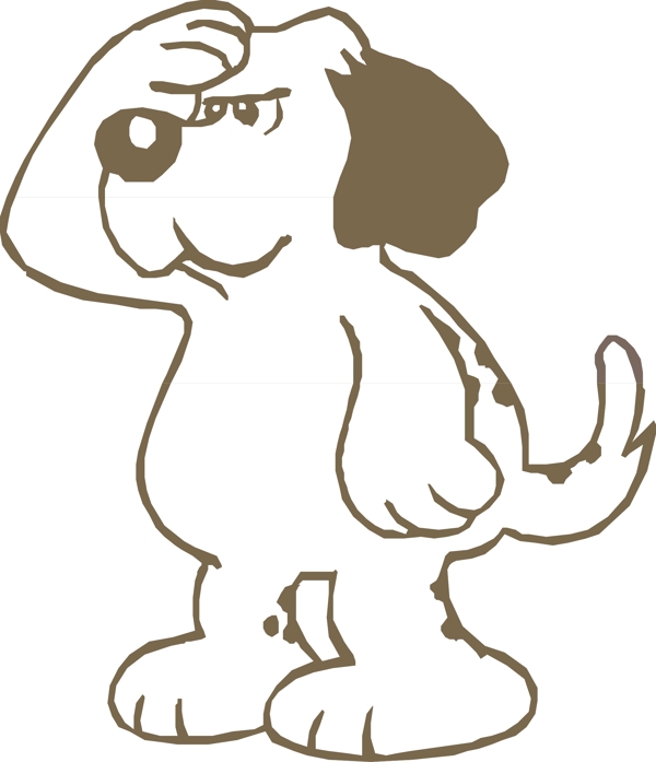 印花矢量圖動物狗可愛卡通黑白色免費素材