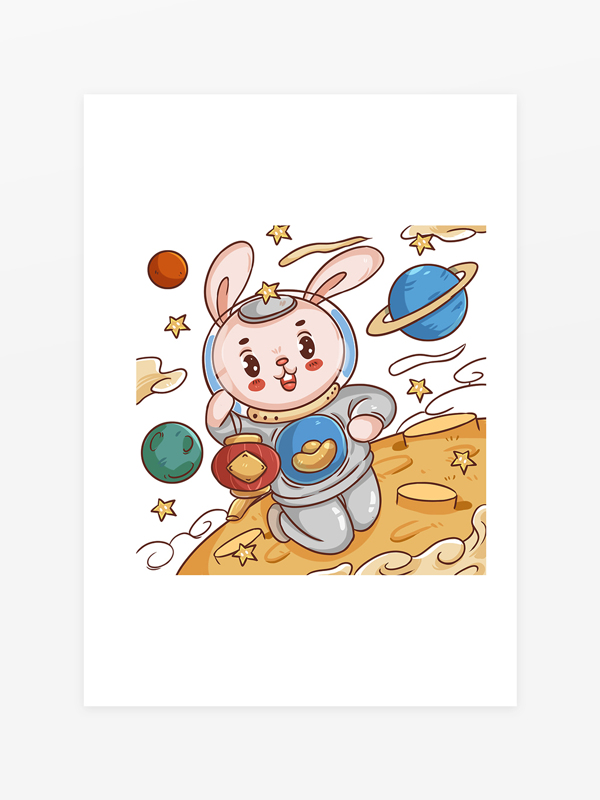 2023年兔年新年卡通兔子2023年太空兔子