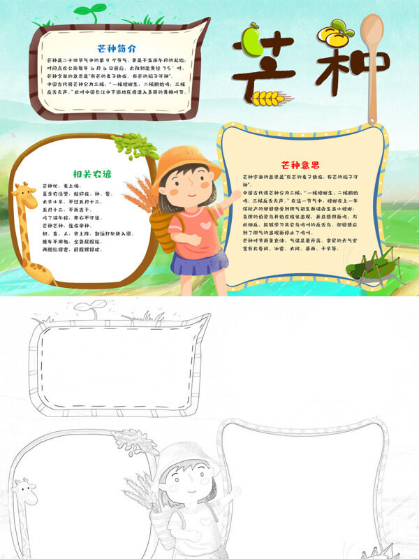 小清新芒种节气介绍手抄报