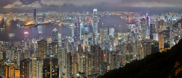 香港维多利亚港高清晰夜景照片图片