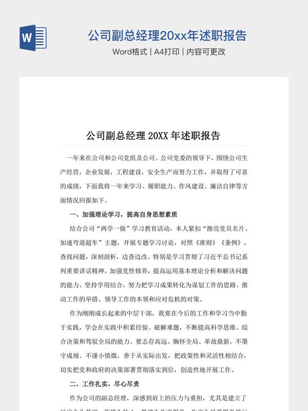 公司副总经理20xx年述职报告