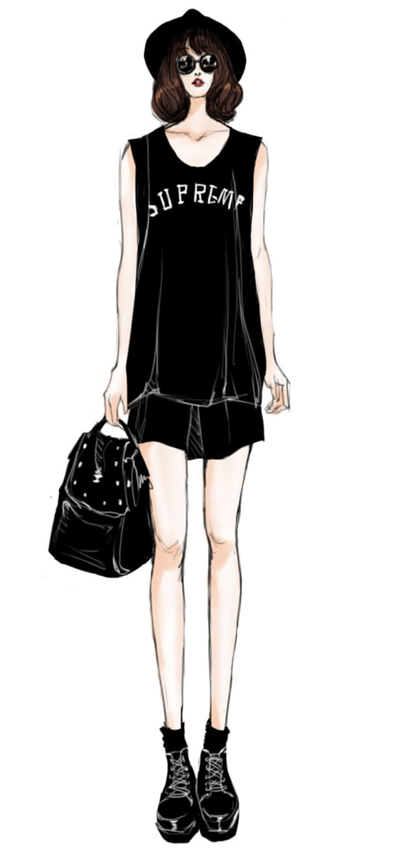 黑色運(yùn)動(dòng)女裝設(shè)計(jì)圖