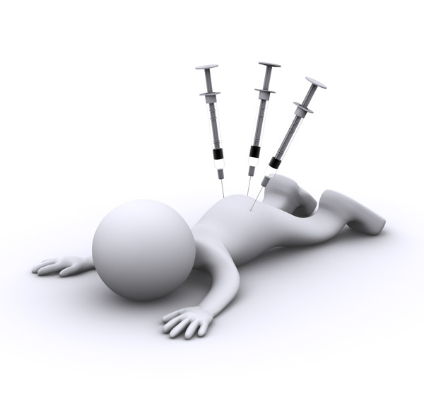 用注射器的3D人物