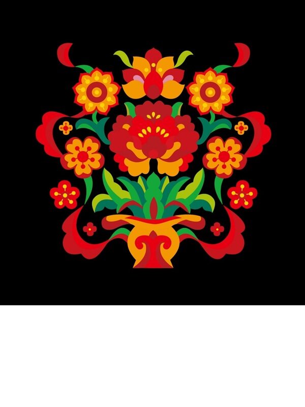 传统 欧式俄式 方形图案背景贴图 撞色花篮 红绿系列