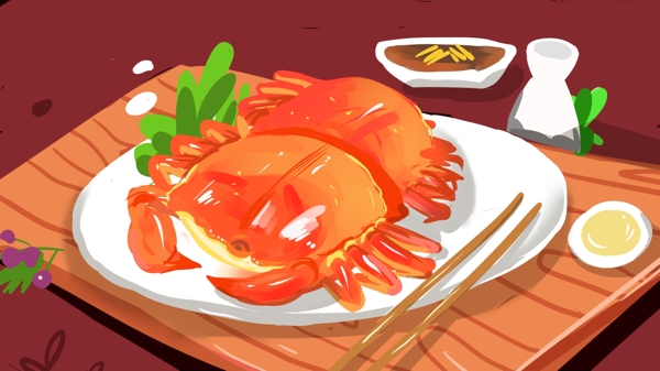 大閘蟹清新原創(chuàng)插畫