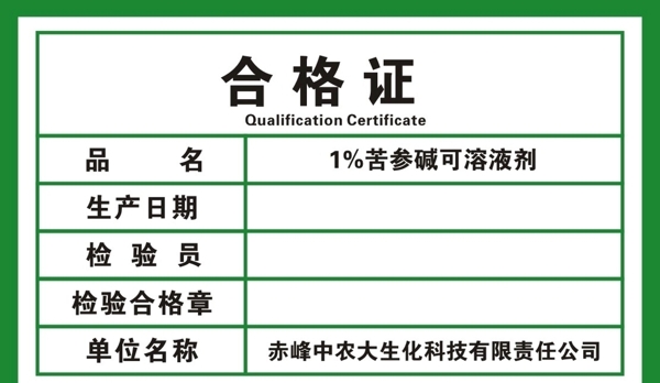 合格證