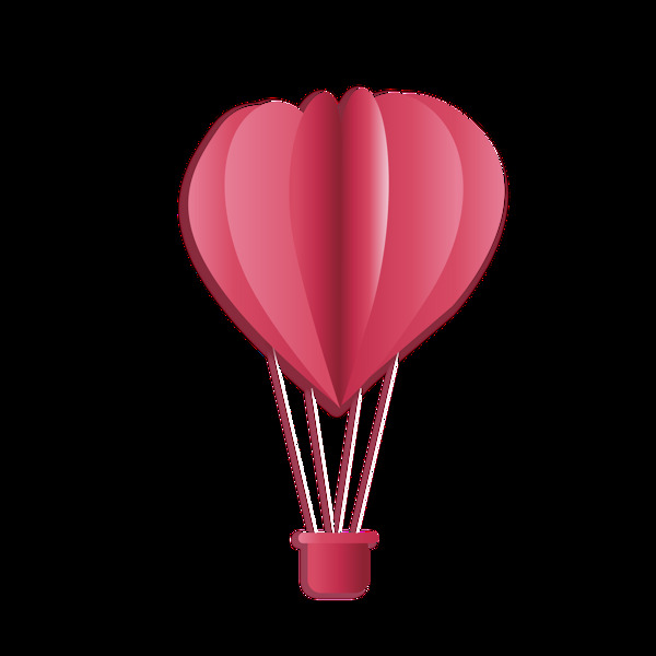 热气球红色爱心立体海报素材