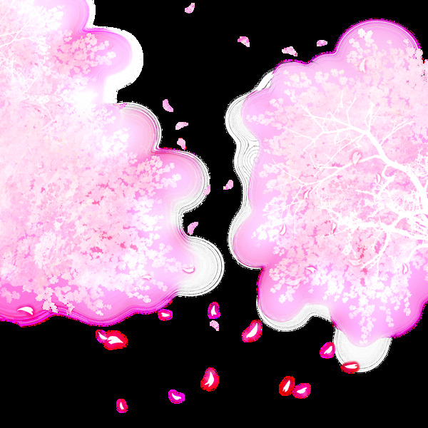 清新淡粉色花瓣樱花装饰元素